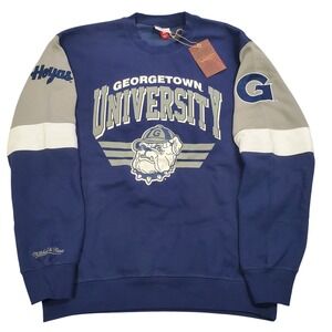 Mitchell & Ness Georgetown Hoyas Crewneck Sweatshirt Mens Medium Navy Blue Grey